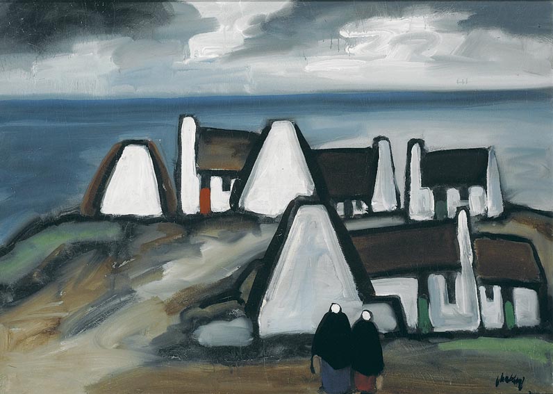 VILLAGE BY THE SEA WITH SHAWLIES by Markey Robinson (1918-1999) at Whyte's Auctions