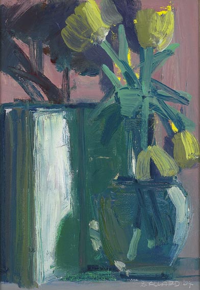 YELLOW TULIPS IN A VASE by Brian Ballard RUA (b.1943) at Whyte's Auctions