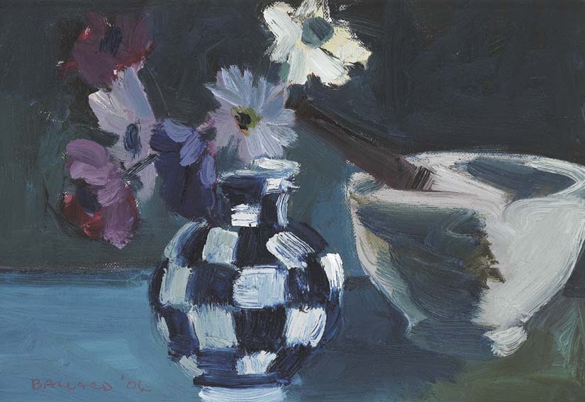 FLOWERS, MORTAR AND PESTLE by Brian Ballard RUA (b.1943) at Whyte's Auctions