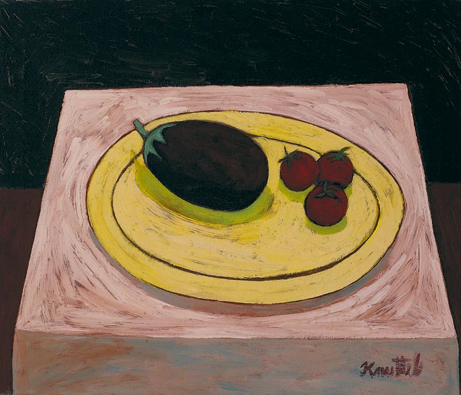 STILL LIFE WITH AUBERGINE AND TOMATOES by Graham Knuttel sold for �4,400 at Whyte's Auctions