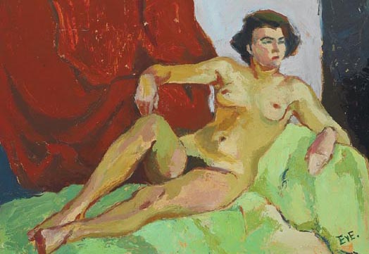 NUDE RECLINING AGAINST A GREEN CLOTH by Ebba von Essen (Hamilton)  at Whyte's Auctions