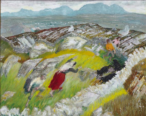 ROUNDING UP THE BLACK LAMBS by Derek Clarke MBE RSW RSA RSWS (1912-2014) at Whyte's Auctions