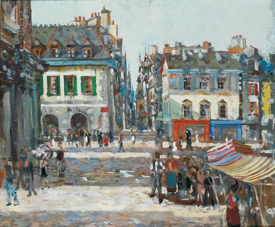 A FRENCH MARKET TOWN by James le Jeune sold for �15,000 at Whyte's Auctions