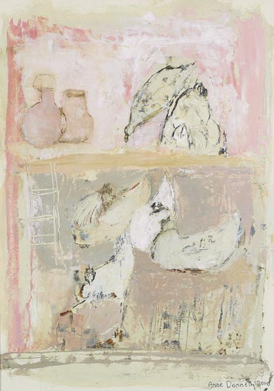 COCKERELS IN PINK by Anne Donnelly (b.1932) at Whyte's Auctions