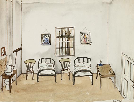 FOUR SET DESIGNS FOR VARIOUS ABBEY PLAYS INCLUDING LENNOX ROBINSON'S THE WHITE HEADED BOY by Anne Yeats (1919-2001) at Whyte's Auctions