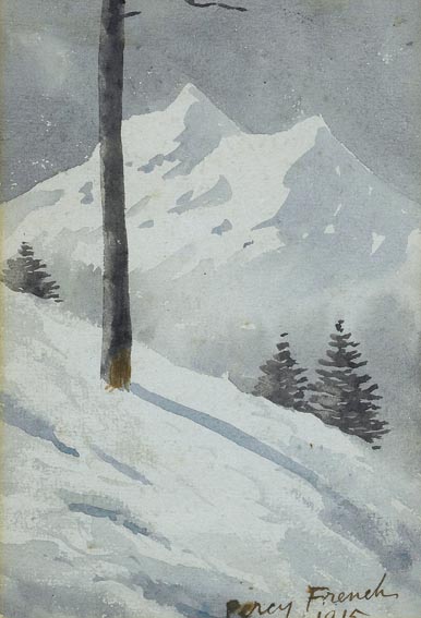 ALPINE SNOW SCENE WITH SPRUCE TREES by William Percy French (1854-1920) (1854-1920) at Whyte's Auctions