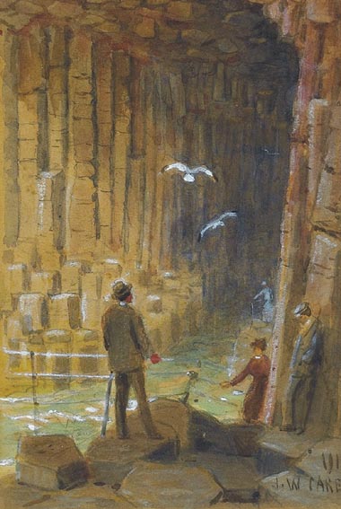 VISITORS AT THE ENTRANCE OF FINGAL'S CAVE, STAFFA by Joseph William Carey RUA (1859-1937) at Whyte's Auctions