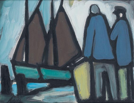 TWO FISHERMEN ON THE QUAY by Markey Robinson (1918-1999) at Whyte's Auctions