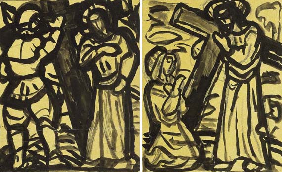 STATIONS OF THE CROSS FOR KILTULLAGH CHURCH, COUNTY GALWAY (A PAIR OF STUDIES) by Evie Hone HRHA (1894-1955) at Whyte's Auctions