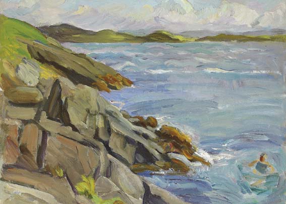 SWIMMER NEAR ROCKS by Estella Frances Solomons sold for �2,800 at Whyte's Auctions