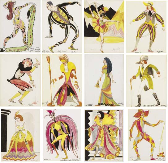 MASQUERADE COSTUMES - SET OF TWELVE by Harry Kernoff sold for �33,000 at Whyte's Auctions