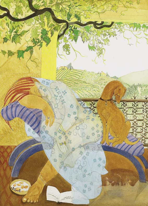 WOMAN AND HER DOG by Pauline Bewick RHA (b.1935) RHA (b.1935) at Whyte's Auctions