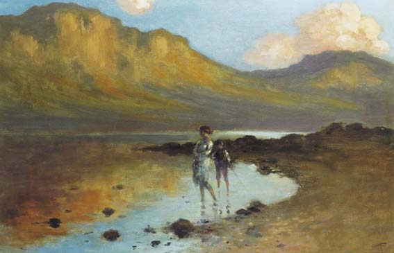 WOMAN AND BOY BY A LOUGH SHORE at Whyte's Auctions