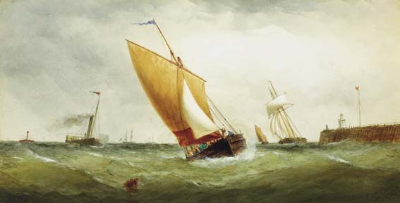 SHIPPING OFF A HARBOUR WALL by Edwin Hayes RHA RI ROI (1819-1904) at Whyte's Auctions