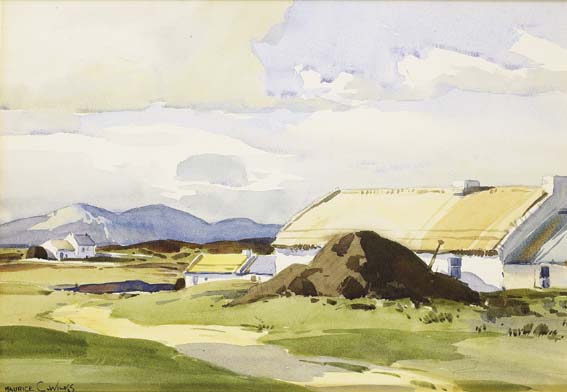 BLOODY FORELAND COTTAGES, COUNTY DONEGAL by Maurice Canning Wilks RUA ARHA (1910-1984) at Whyte's Auctions