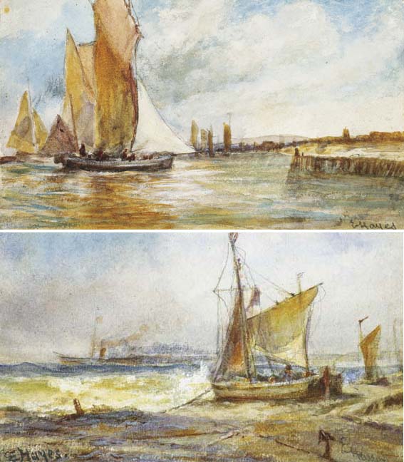 SAILING VESSELS OFF A SHORE (A PAIR) by Edwin Hayes RHA RI ROI (1819-1904) at Whyte's Auctions
