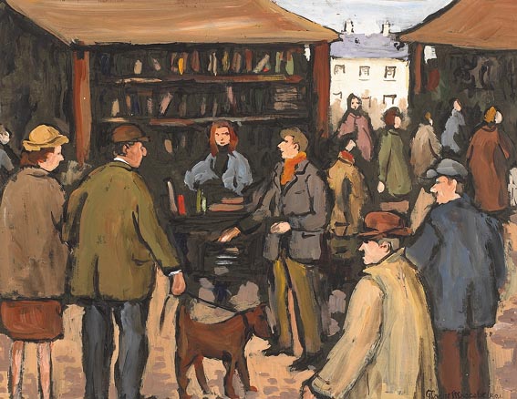 OPEN-AIR BOOKSTALL, GALWAY by Gladys Maccabe sold for 4,000 at Whyte's Auctions
