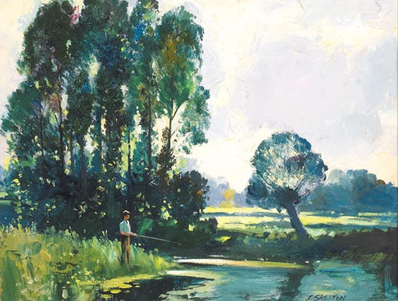 LANDSCAPE WITH FISHERMAN by John Skelton (b.1923) at Whyte's Auctions