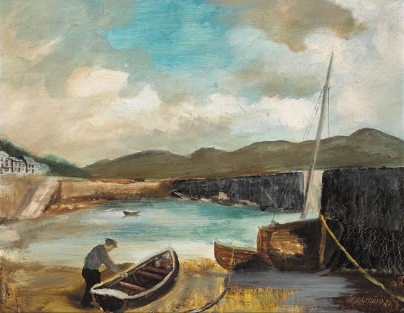ROUNDSTONE HARBOUR, CONNEMARA by S�amus � Colm�in (1925-1990) at Whyte's Auctions