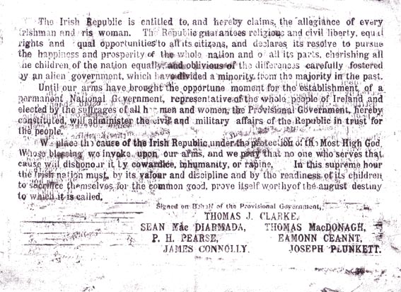 1916 PROCLAMATION OF THE IRISH REPUBLIC (HALF) at Whyte's Auctions