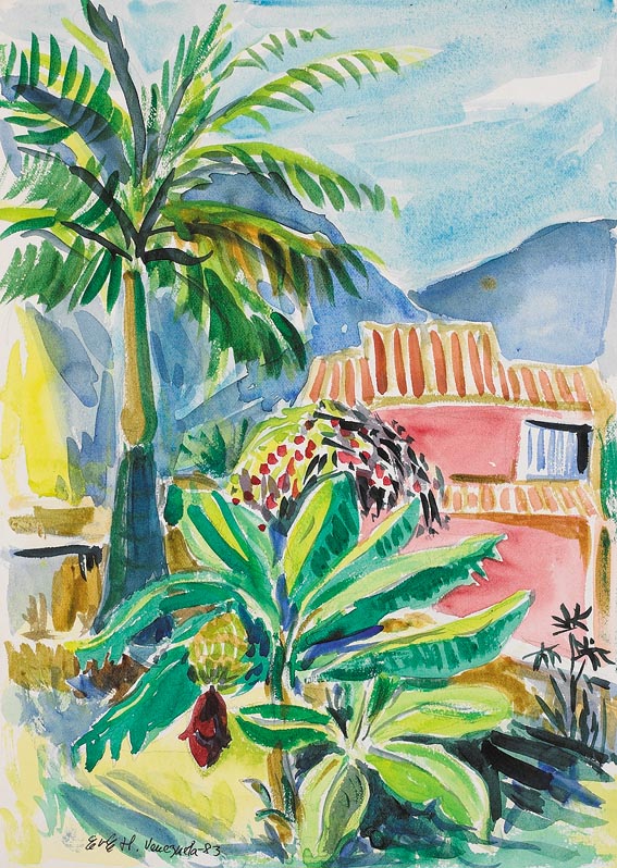 HOUSES AND TROPICAL GARDENS, VENEZUELA (THREE WORKS) by Ebba von Essen (Hamilton) sold for 350 at Whyte's Auctions