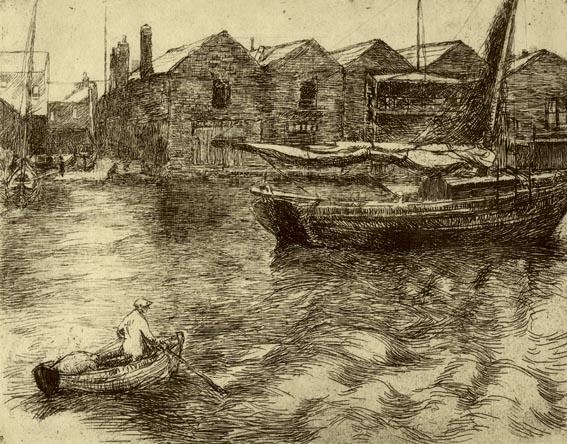 OLD CLOTHES SHOP NEAR CHRISTCHURCH, WINETAVERN STREET, THE QUAYS AT SOUTH WALL WITH BOATS and ON THE CANAL AT HERBERT PLACE (4) by Estella Frances Solomons sold for �850 at Whyte's Auctions