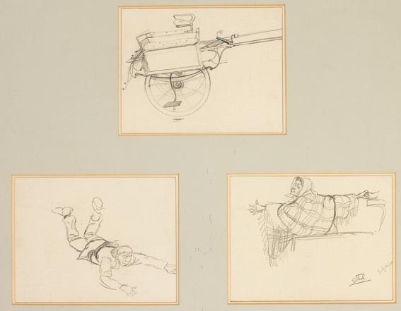 A PONYTRAP MISHAP (SERIES OF THREE SKETCHES) by Edith Oenone Somerville sold for �260 at Whyte's Auctions