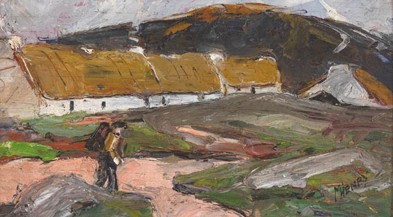 THATCHED COTTAGES IN THE WEST OF IRELAND (A PAIR) by Marjorie Henry sold for �1,100 at Whyte's Auctions