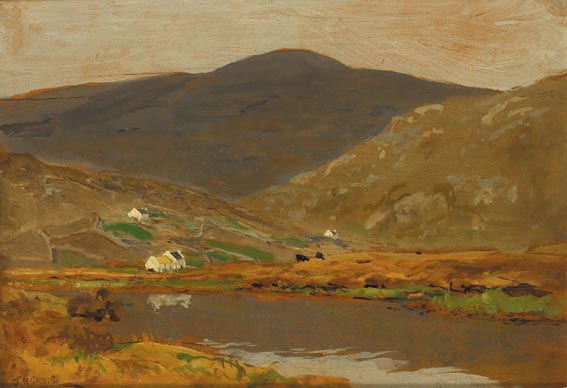 COTTAGES BY A LAKE, COUNTY DONEGAL by James Humbert Craig RHA RUA (1877-1944) at Whyte's Auctions