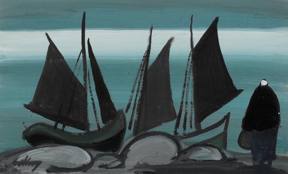 SAILBOATS AND SHAWLIE by Markey Robinson (1918-1999) at Whyte's Auctions