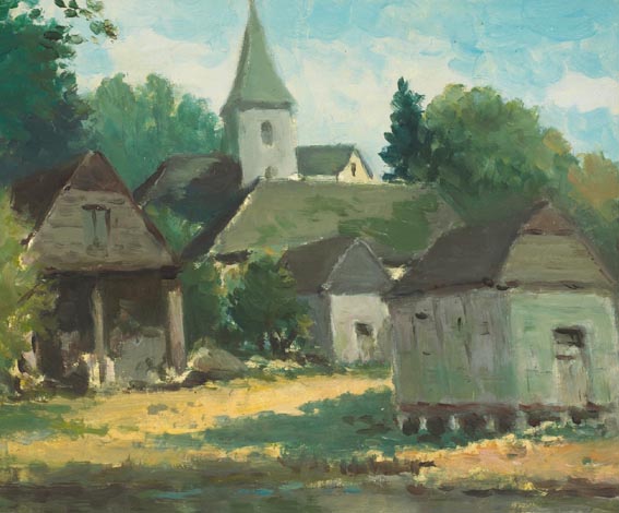 FRENCH VILLAGE by Harry Emerson Lewis (American, 1892-1958) at Whyte's Auctions
