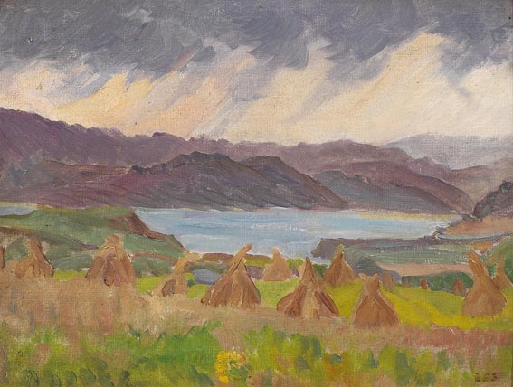 CORN STOOKS, COUNTY DONEGAL by Estella Frances Solomons sold for �1,500 at Whyte's Auctions