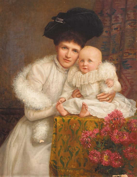 PORTRAIT OF MRS JANE O'CONNOR AND HER SON JOHN MARTIN O'CONNOR, circa 1898 by Charles Russell RHA (1852-1910) at Whyte's Auctions