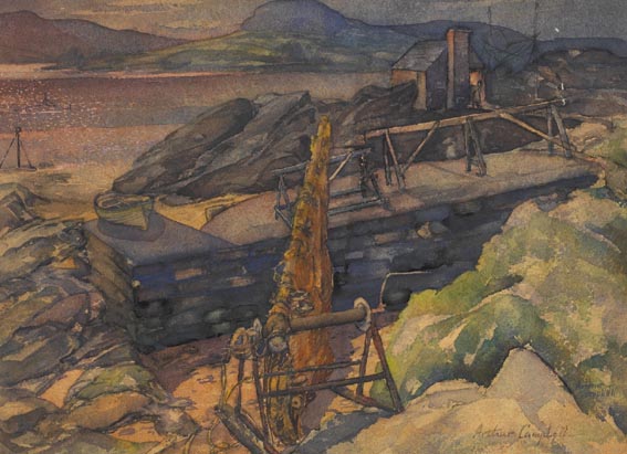 THE FISHING PORT AT CUSHENDALL, 1942 by Arthur M. Campbell ARUA (1909-1994) at Whyte's Auctions