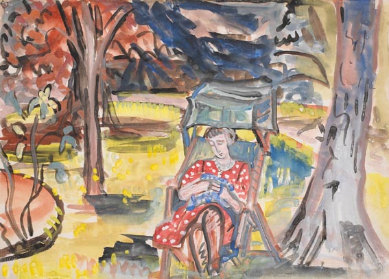 EMMY SEATED IN THE GARDEN by Evie Hone HRHA (1894-1955) at Whyte's Auctions