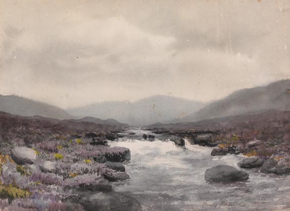 A BOGLAND RIVER WITH HEATHER IN FLOWER by William Percy French (1854-1920) at Whyte's Auctions