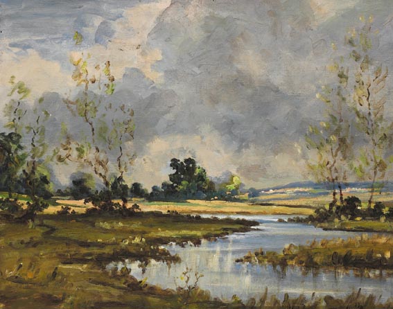 A BEND OF THE RIVER LAGAN by Frank McKelvey RHA RUA (1895-1974) at Whyte's Auctions