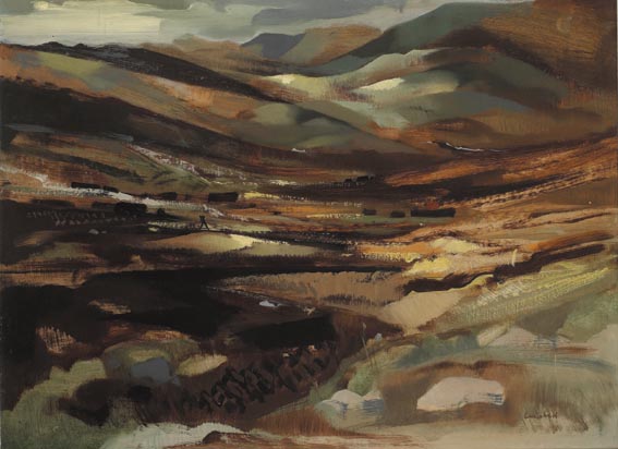 TURF CUTTING IN A VALLEY by George Campbell sold for 15,500 at Whyte's Auctions
