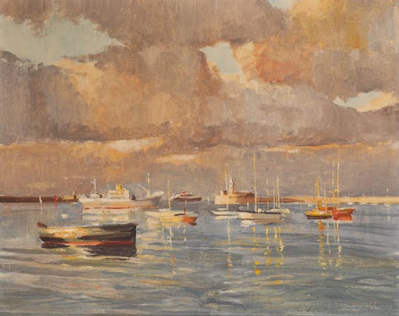 DUN LAOGHAIRE HARBOUR, COUNTY DUBLIN by Tom Nisbet RHA (1909-2001) at Whyte's Auctions