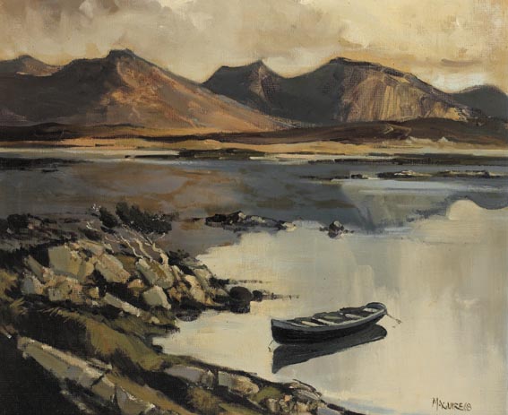 TWELVE PINS NEAR LETTERDYFE, CONNEMARA by Cecil Maguire sold for �7,000 at Whyte's Auctions