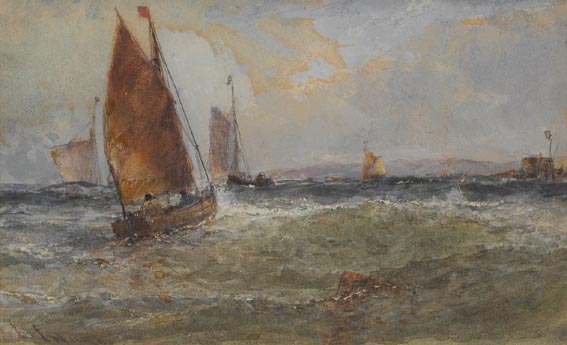 SCOTCH FISHING BOATS OFF GREAT YARMOUTH by Edwin Hayes RHA RI ROI (1819-1904) at Whyte's Auctions