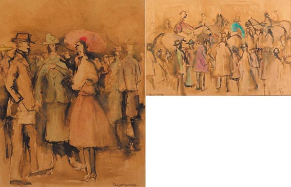 RACE DAY and MEMBERS' ENCLOSURE (A PAIR) by Gladys Maccabe MBE HRUA ROI FRSA (1918-2018) at Whyte's Auctions