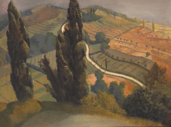 CYPRESS TREES, URBINO by Stuart Morle (b.1960) (b.1960) at Whyte's Auctions