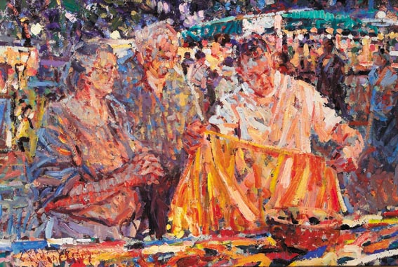 STUDY, NIGHT MARKET, LE VIGNAN, MIDI-FRANCE by Arthur K. Maderson (b.1942) at Whyte's Auctions