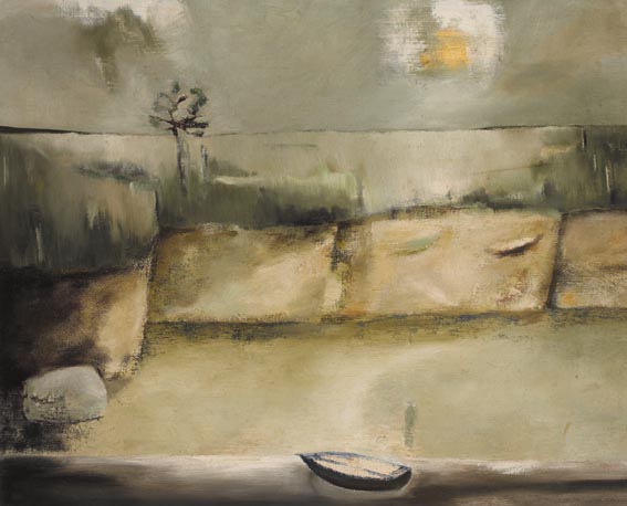 LANDSCAPE WITH BOAT by Patrick Hickey HRHA (1927-1998) at Whyte's Auctions