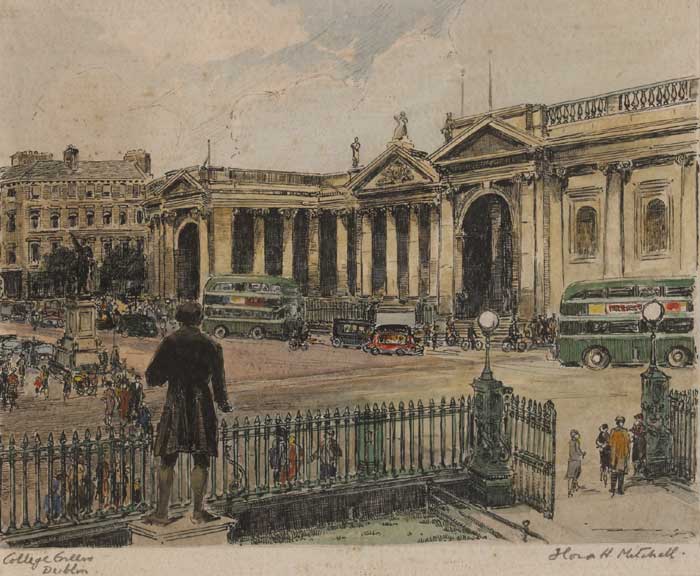 COLLEGE GREEN, DUBLIN by Flora H. Mitchell (1890-1973) at Whyte's Auctions
