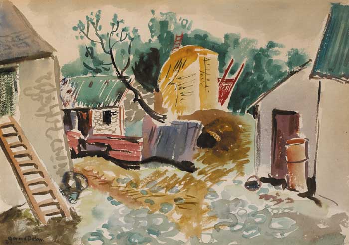 FARMYARD WITH HAYRICK by Gerard Dillon (1916-1971) (1916-1971) at Whyte's Auctions