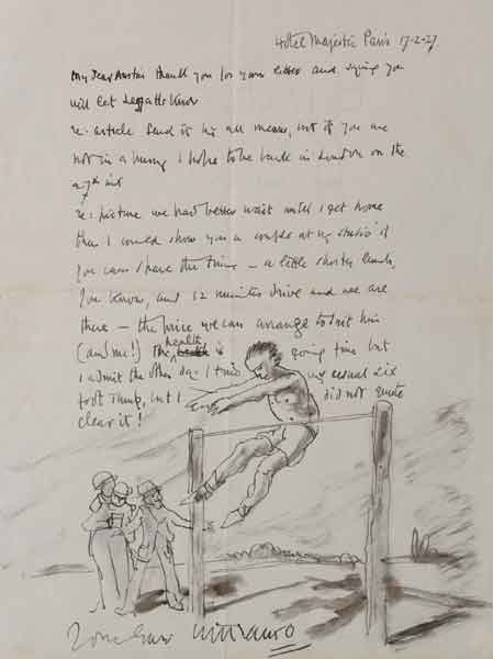 ILLUSTRATED LETTER TO STANLEY AUSTIN: THE SIX FOOT JUMP by Sir William Orpen KBE RA RI RHA (1878-1931) at Whyte's Auctions