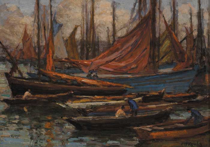 TURNING BOATS AT CONCARNEAU by Aloysius C. O�Kelly (1853-1936) at Whyte's Auctions