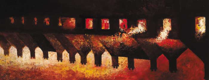 TERRACE HOUSES ON FIRE by Daniel O'Neill (1920-1974) at Whyte's Auctions